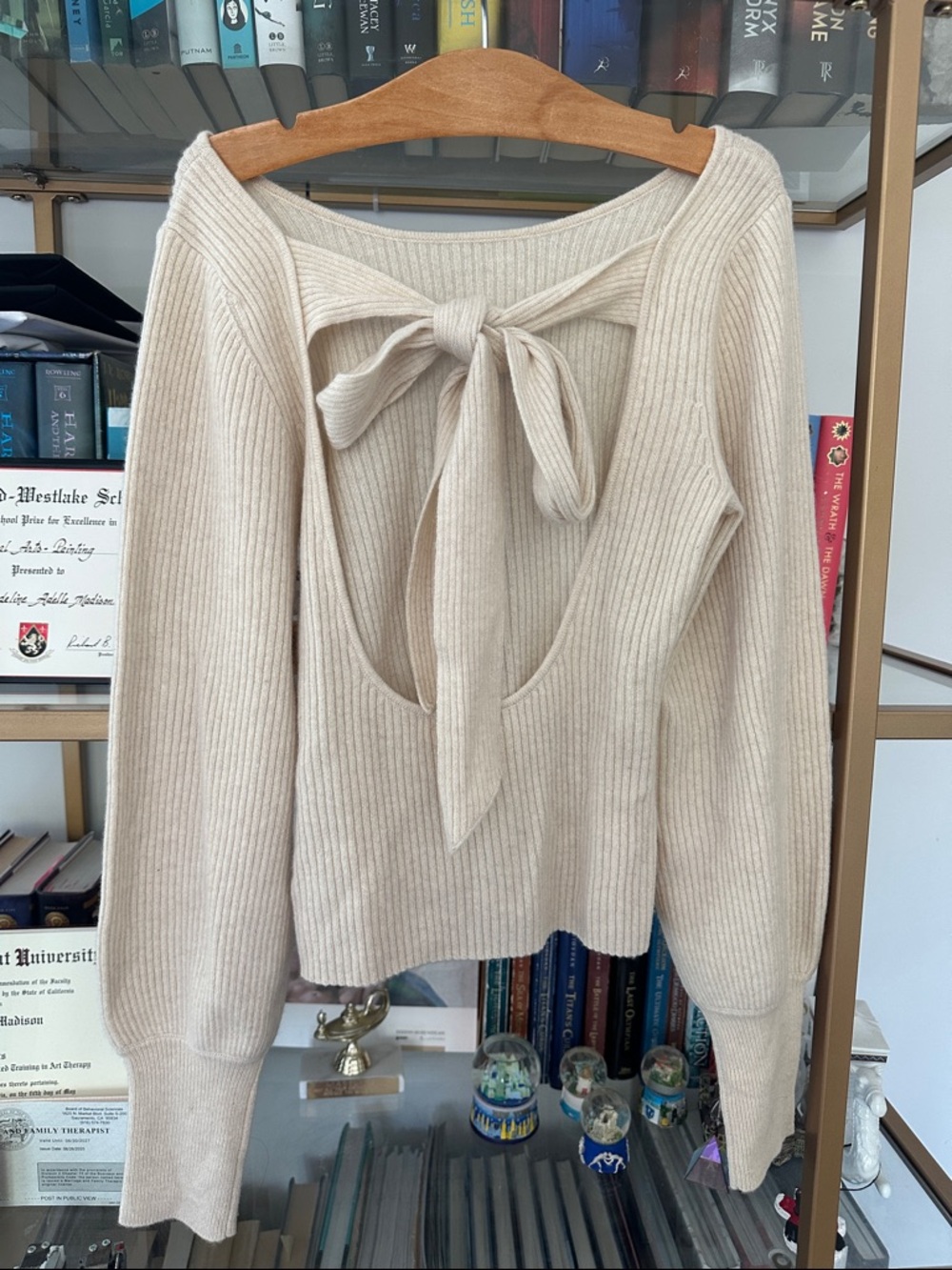 Reformation Open Back Cashmere Sweater in Cream size S